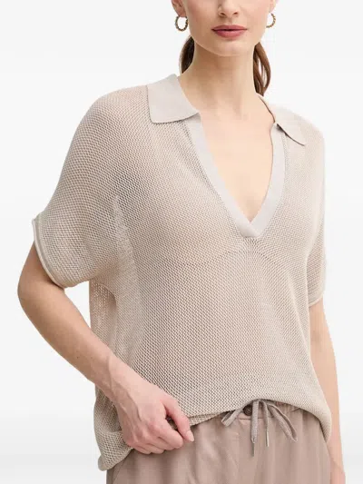 Marc Aurel Mesh V-neck T-shirt In Gray