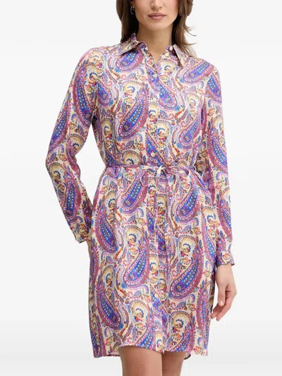 Marc Aurel Paisley-print Belted Mini Dress In Purple