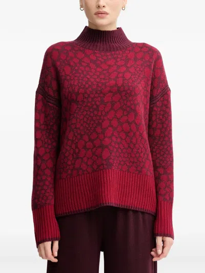 Marc Aurel Patterned Funnel-neck Sweater In Red