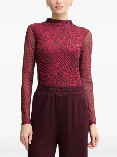 Marc Aurel Patterned Long-sleeved Top In Red