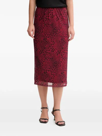 Marc Aurel Patterned Midi Skirt In Red