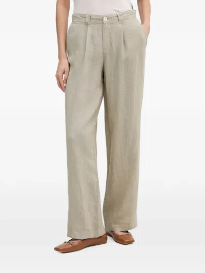Marc Aurel Pleated Wide-leg Trousers In Green