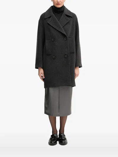 Marc Aurel Pocket Double-breasted Coat In Gray