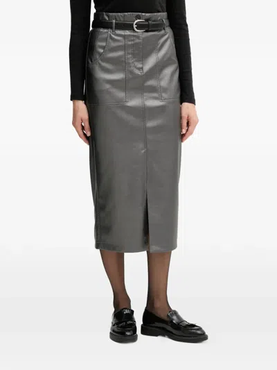 Marc Aurel Pocket Midi Skirt In Gray