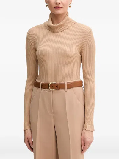 Marc Aurel Ribbed Roll-neck Sweater In Neutral