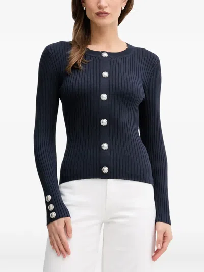 Marc Aurel Ribbed-knit Cardigan In Blue