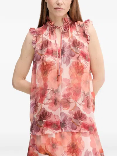 Marc Aurel Ruffled Floral Top In Multi