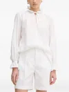 Marc Aurel Ruffled Tie Top In White