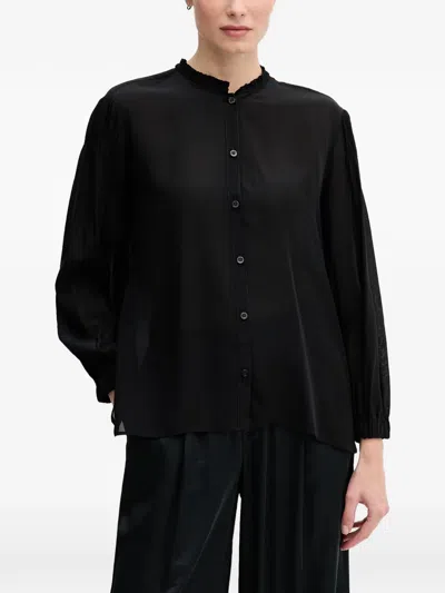 Marc Aurel Ruffled-collar Long-sleeve Shirt In Black