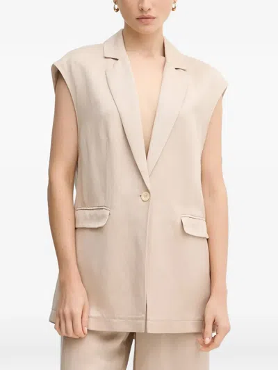 Marc Aurel Sleeveless Single-breasted Blazer In Neutral