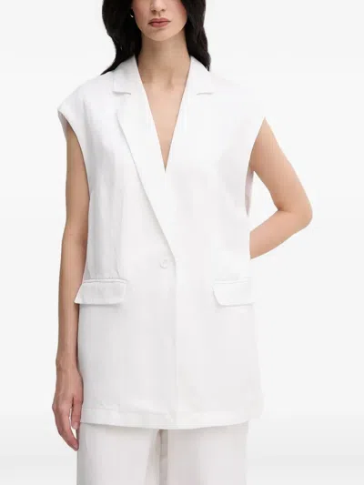 Marc Aurel Sleeveless Single-breasted Blazer In White