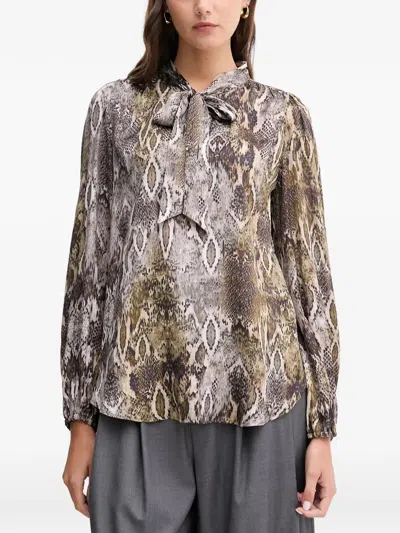 Marc Aurel Snake-print Bow Blouse In Animal Print