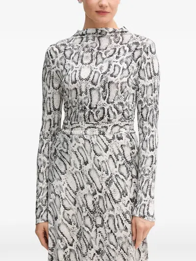 Marc Aurel Snake-print Long-sleeve Top In Black