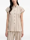 Marc Aurel Striped Buttoned Top In Pink