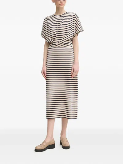 Marc Aurel Striped Midi Dress In Neutral