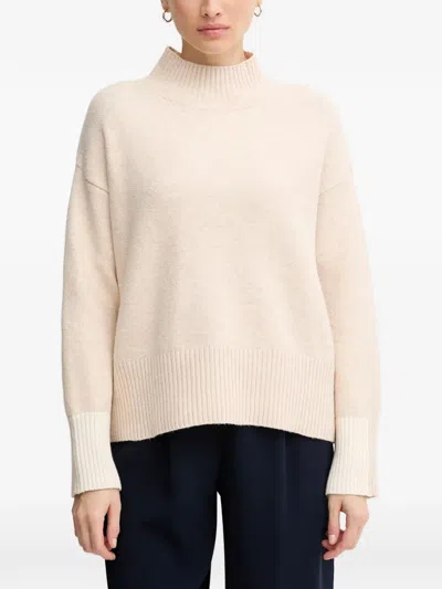 Marc Aurel Turtleneck Ribbed Sweater In Neutral