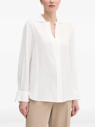 Marc Aurel V-neck Long-sleeve Blouse In White