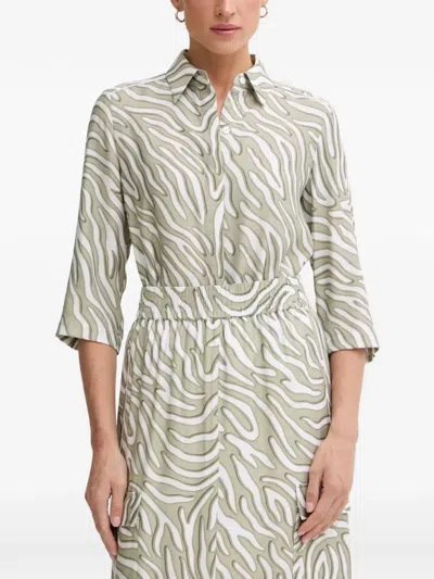 Marc Aurel Zebra-print Three-quarter-sleeve Shirt In Transparent