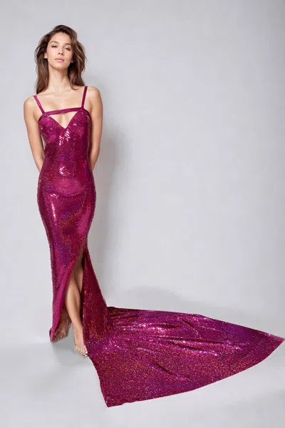 Marc Bouwer Sleeveless Evening Dress With Sweep In Multi