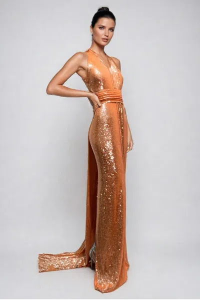 Marc Bouwer V-neck Sleeveless Evening Dress In Multi