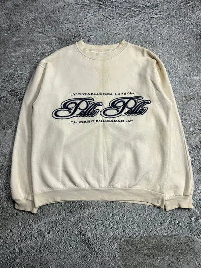 Pre-owned Marc Buchanan X Pelle Pelle Sweatshirt Big Logo 90's Crewneck Beige White