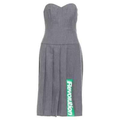 Pre-owned Marc By Marc Jacobs 2008 Revolution Wool Green Pleated Strapless Dress Us2 S