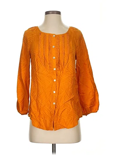 Pre-owned Marc By Marc Jacobs 3/4 Sleeve Silk Top Orange Square Neckline Tops