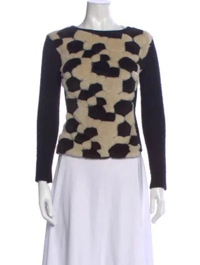 Pre-owned Marc By Marc Jacobs Animal Print Bateau Neckline Sweater In Blue