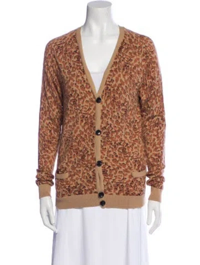 Pre-owned Marc By Marc Jacobs Animal Print V-neck Sweater In Brown