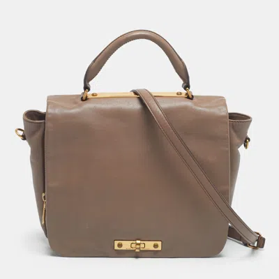 Pre-owned Marc By Marc Jacobs Beige Leather Goodbye Columbus Top Handle Bag In Sand
