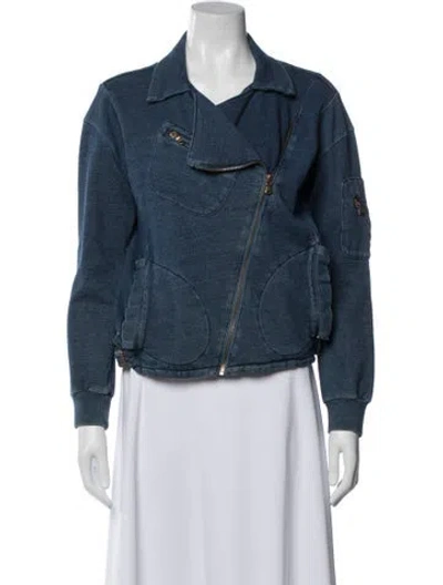 Pre-owned Marc By Marc Jacobs Biker Jacket In Blue