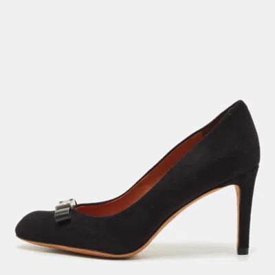 Pre-owned Marc By Marc Jacobs Black Nubuck Leather Metal Bow Pumps Size 36.5
