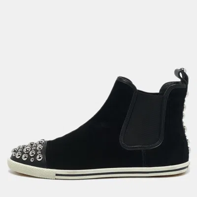 Pre-owned Marc By Marc Jacobs Black Suede Graham Studded High Top Sneakers Size 37