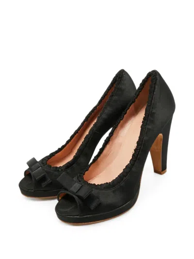Pre-owned Marc By Marc Jacobs Bow Peep-toe Pumps In Black