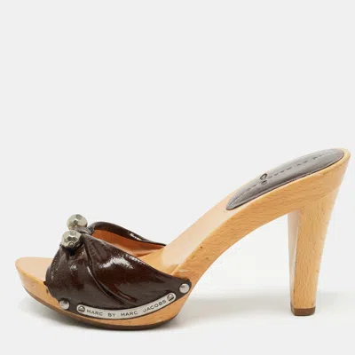 Pre-owned Marc By Marc Jacobs Brown Leather Slide Clog Size 36