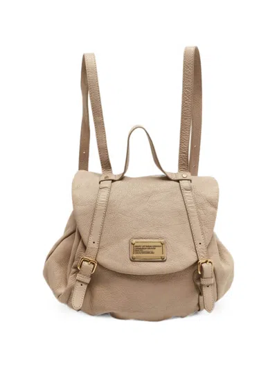 Pre-owned Marc By Marc Jacobs Buckle Strap Leather Backpack In Neutral