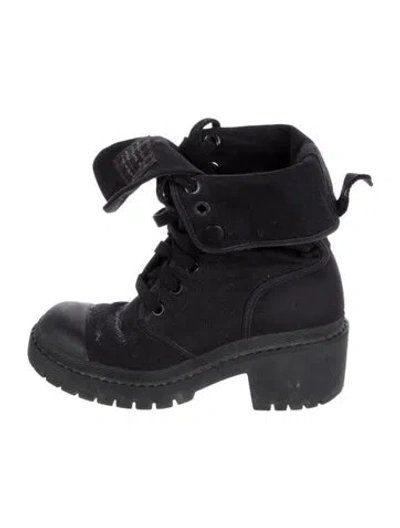 Pre-owned Marc By Marc Jacobs Canvas Combat Boots In Black