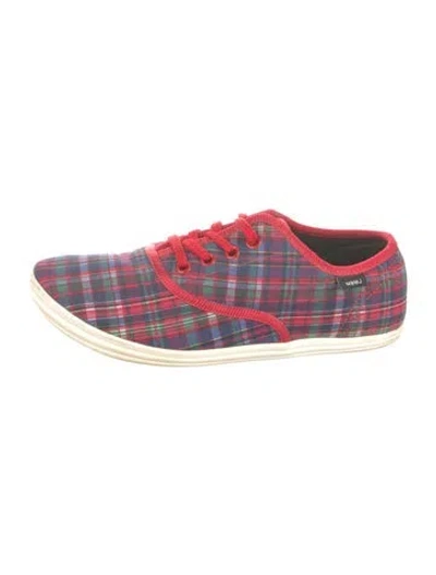Pre-owned Marc By Marc Jacobs Canvas Plaid Print Sneakers In Red