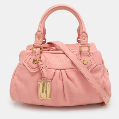 Pre-owned Marc By Marc Jacobs Classic Q Groovee Pink Leather Satchel