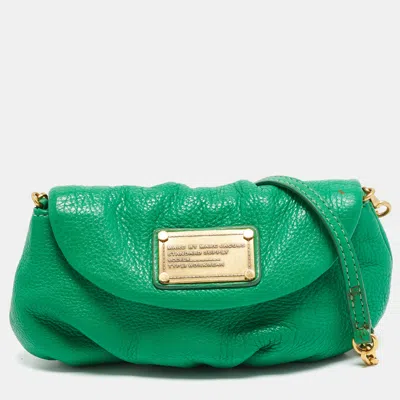 Pre-owned Marc By Marc Jacobs Classic Q Karlie Green Leather Crossbody Bag