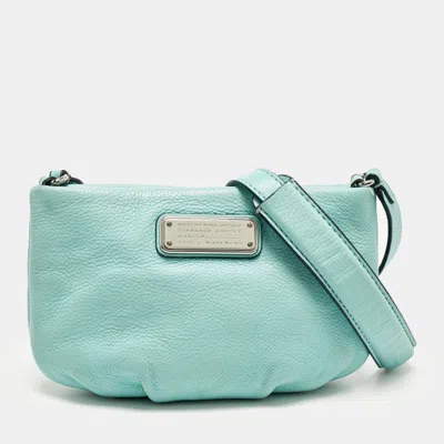 Pre-owned Marc By Marc Jacobs Classic Q Percy Turquoise Blue Leather Crossbody Bag