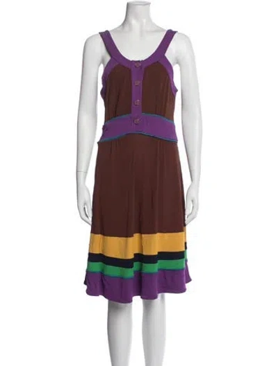 Pre-owned Marc By Marc Jacobs Colorblock Pattern Knee-length Dress In Brown