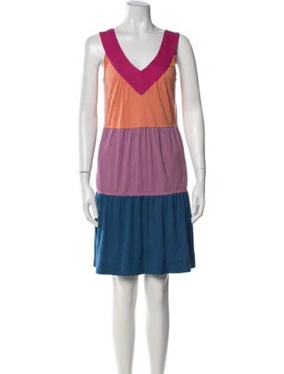 Pre-owned Marc By Marc Jacobs Colorblock Pattern Mini Dress In Blue