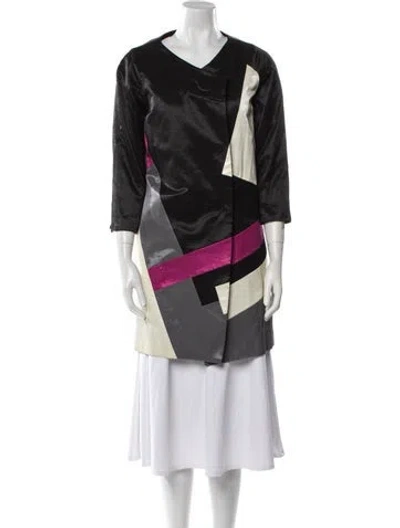 Pre-owned Marc By Marc Jacobs Colorblock Pattern Trench Coat In Black