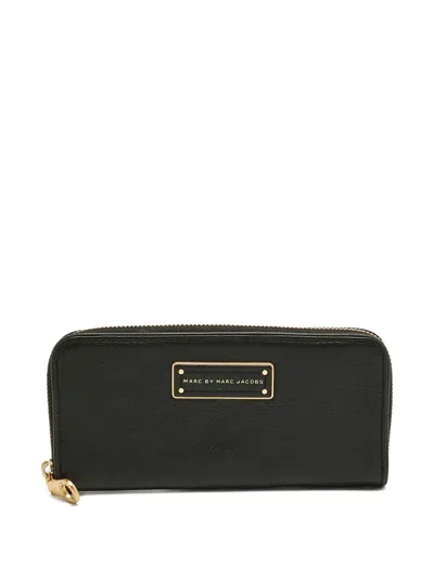 Pre-owned Marc By Marc Jacobs Continental Leather Wallet In Black