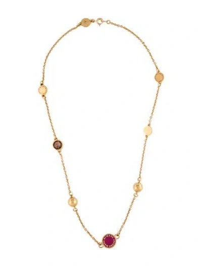 Pre-owned Marc By Marc Jacobs Crystal & Enamel Station Necklace, 19.5" In Multi