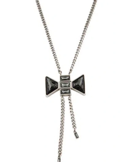 Pre-owned Marc By Marc Jacobs Crystal Bow Pendant Necklace, 26" In Multi