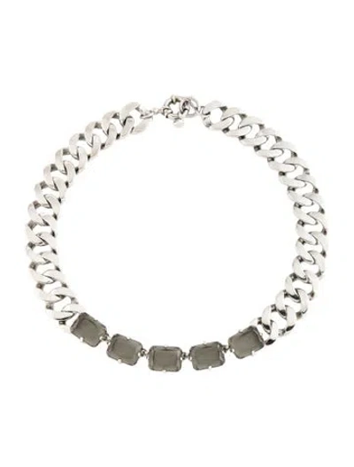 Pre-owned Marc By Marc Jacobs Crystal Link Collar Necklace, 17.5" In Multicolor