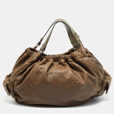 Pre-owned Marc By Marc Jacobs Dreamy Logo Brown Leather Hobo