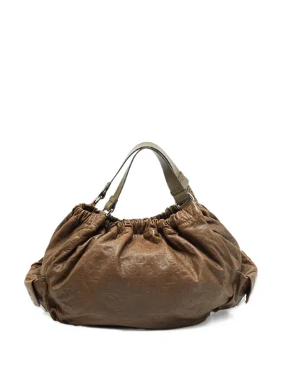 Pre-owned Marc By Marc Jacobs Dreamy Logo Leather Tote Bag In Brown